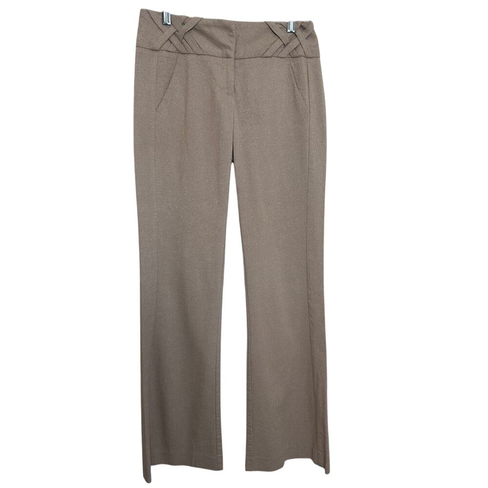 Vintage bebe Pants Made USA Size 2 Taupe Metallic Shimmer Straight Leg Y2K - Picture 11 of 11
